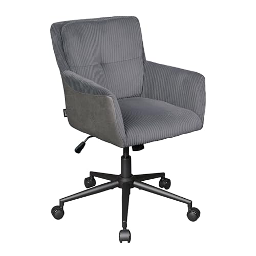 DEVAISE Homeoffice Stuhl Cord Stoff Dunkelgrau, Ergonomischer...