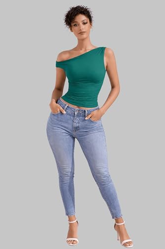 Image of London Hills Off Shoulder Tshirt for Women | Off Shoulder Top for Women Stylish | Concert Tops for Womens | Tops for Women Western | Tops for Woman | Women T-Shirts | Women's One Shoulder Top