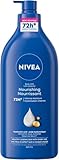 NIVEA Nourishing 72-Hr Hydrating Body Lotion for Very Dry Skin, Body Milk with Hyaluronic Acid and Almond Oil, Non-Greasy and Quick-Absorbing, 625 mL Bottle