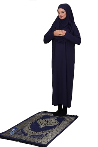 Image of ihvan online Muslim Dresses for Women, One-Piece Prayer Dress & Prayer Rug & Beads, Islamic Gift Set for Eid Ramadan