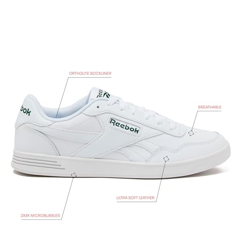 Reebok Court Advance Sneakers for Men - Casual Tennis Mens Shoes Size 6 to 15, White or Black, FFP- Footwear White/Footwear White/Clover Green, 13