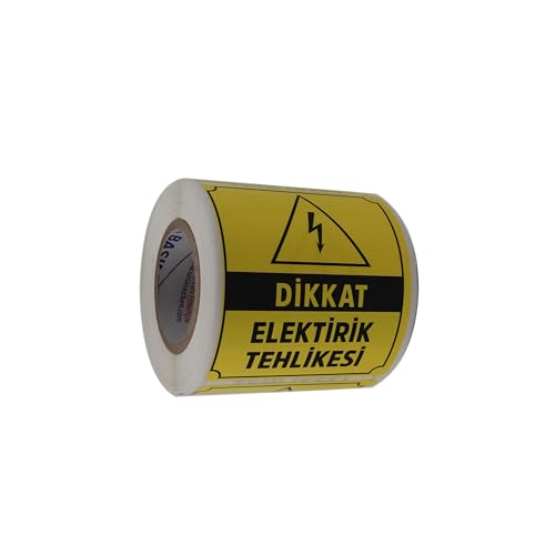 Dikkat Elektirik Tehlikesi Etiketi 70 mm X 80 mm Ruloda 250 Adet