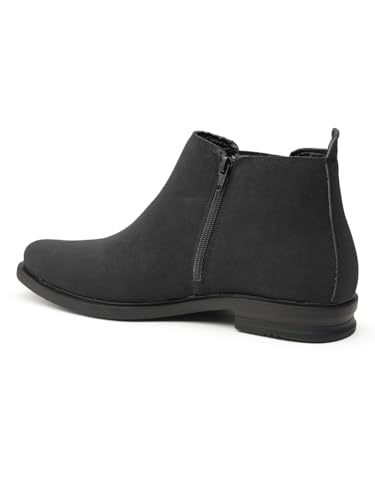 Image of Men's Stylish Vegan Leather Chelsea Boots with Side Zipper & Elastic Panel, Square Toe Ankle Boot (Tan /Black /Brown)