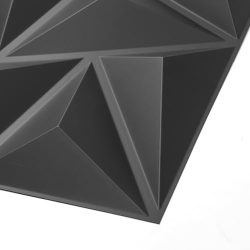 Art3d 20 Pack Decorative 3D Wall Panels 11.8 x 11.8 Inch Covering 19 Sq.ft - Glue Up PVC Wall Panels for Interior Décor, Living Room, Office and Home, Black