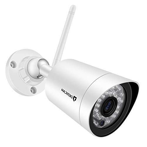 Dericam 1080P Wireless Outdoor Security Camera with Crystal Glass 3MP HD Lens, Full HD 1080P@30FPS, External Memory Card Slot Available, B2A, White