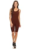 Stretch Cotton Bodysuit Women Sleeveless Stretch Cotton Skinny Solid Knee Length Sport Active Unitard Bodysuit (& Plus)