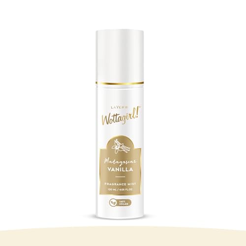Image of Layer'r Wottagirl Madagascar Vanilla Fragrance Mist for Women 120ml | 100% Vegan | Warm Peach, Jasmine & Vanilla Scent | Long-Lasting Vegan Body Mist | Alcohol-Free | IFRA Certified