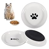 MZJAUVF Comedero Gato, 3 Piezas Comedero Gato Ceramica, 15 * 3cm Cerámica para Gatos, Cuencos para Gatos con Base de Silicona Antideslizante, Fácil de Limpiar, Cuenco Gato para Mascotas, Cachorros