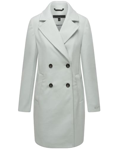 Navahoo Damen Mantel in Woll-Optik langer klassischer Trenchcoat Frostjuwel 14 Ice Blue Gr. XS