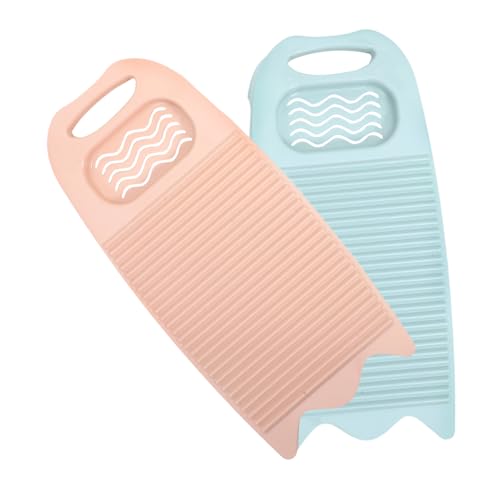 EXQUIMEUBLE 2pcs Plastic Washboard Soap Box Non-slip Laundry Scrub Board for Hand Washing Clothes at Home School