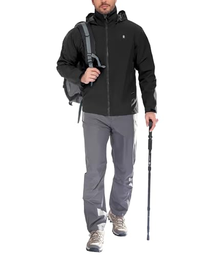 Image of Little Donkey Andy Mens Waterproof Rain Jacket Lightweight Windbreaker Hooded Jacket Packable Raincoat for Outdoor Hiking
