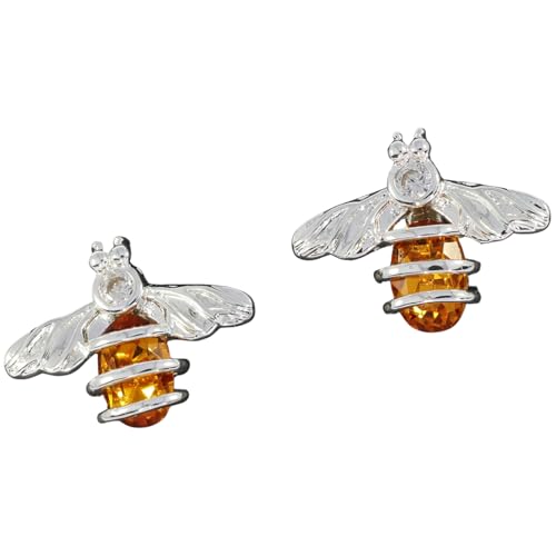 Image of Equilibrium Honey Bee Coiled Silver Plated Stud Earrings, Gift Boxed