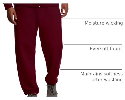 Image of Fruit of the Loom Eversoft Fleece Elastic Bottom Sweatpants with Pockets, Relaxed Fit, Moisture Wicking, Breathable