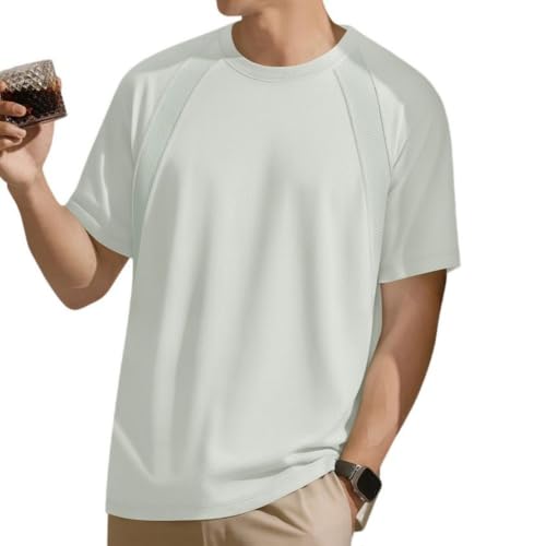 T-shirt en maille patchwork pour homme à coupe ample et col rond