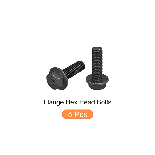 Image of METALLIXITY Flanged Hex Head Bolts (M10x30mm) 5pcs, Hexagon Serrated Flange Bolt Fully Thread Screw - for House Construction Hardware Fasteners