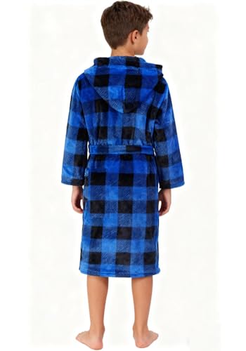 Image of Boys Girls Bathrobes,Toddler Boy Girl Robes,Children's Plush Soft Coral Fleece Hooded Pajamas Sleepwear for Kids