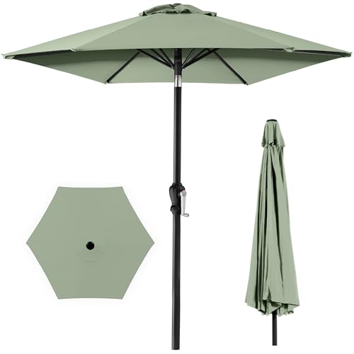 Best Choice Products 10ft Outdoor Patio Umbrella Outdoor Table Umbrella Yard Umbrella Market Umbrella with 6 Sturdy Ribs Push Button Tilt and Crank - Sage Green