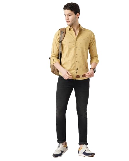 Image of Pale Yellow Printed Royal Oxford Shirt