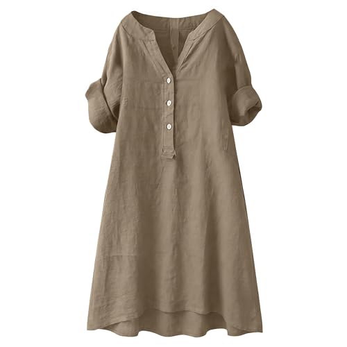 100% Cotton Linen Midi Dress