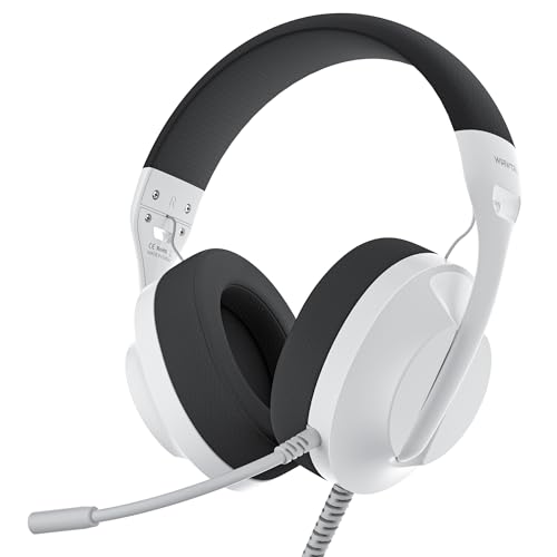 Image of WIRWTRU S30 Gaming Headset with Microphone,198g Lightweight Design, Wired Gaming Headphones for Xbox, Xbox Series X|S, PS5, PS4, Switch, PC, Noise Cancelling Mic, Soft Earmuffs (White&Black)