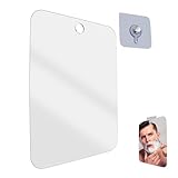 Fogless Shower Mirror for Shaving with Suction Cups, Acrylic Anti-Fog Bathroom Mirror, Lightweight Rectangle Wall Hanging Travel Mirror for Men, No-Fog Shaving Mirror