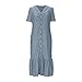 Elegant V Neck Dresses Button Down Short Sleeve Midi Dress Flowy Floral Printed Bohemian Wear Fashion Travel Outfits Sky Blue