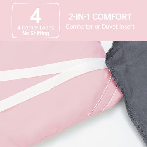 Image of MUXHOMO Pink Oversized King Comforter Sets, All Season Ultra Soft Down Alternative Bedding - 3 Piece Lightweight Bed Set Includes 1 Comforter (120 inchx98 inch) and 2 Pillow Shams (20 inchx36 inch)