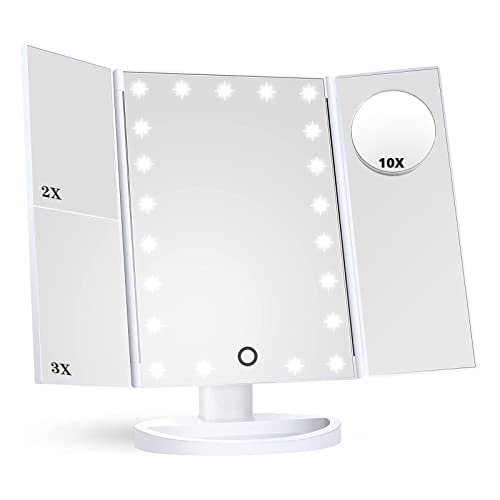 HAMSWAN Espejo de Maquillaje, [Regalos Navidad] Espejo de Mesa Tríptico con...