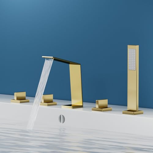 Mitigeur de bain-douche cascade or brossé MOCHAMIK en laiton durable