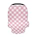 Gravopti Pink Gingham Baby Car Seat Cover, Breathable Nursing Breastfeeding Cover, Stretchy Canopy for Stroller, Shopping Cart, High Chair, for Boys & Girls