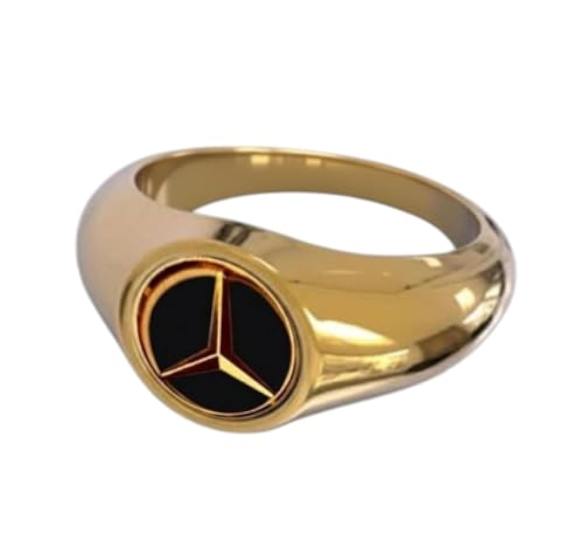Luxury Gold-Plated Adjustable Ring with Black Enamel Inlay