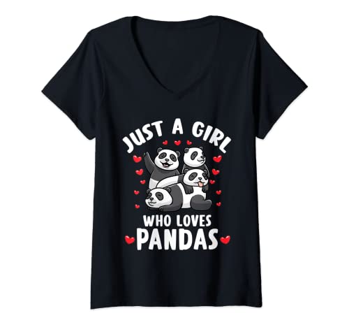 Mujer Panda Kawaii - Oso panda para niña Camiseta Cuello V