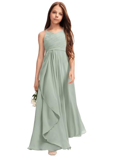 Junior Girls Bridesmaid Dresses Spaghetti Strap for Wedding Party Gowns Chiffon