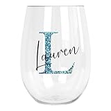 Personalised Stemless Wine Glass Tumbler Initial and Name Custom Birthday Christmas Gifts for Her Girl Women Bestie 18th 21st 30th 40th 50th 60th 70th 80th Any Age Party Present Secret Santa Idea - Image 9