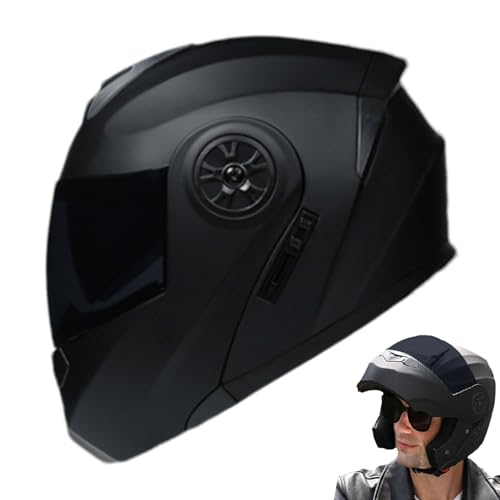 レーシングプロテクター ? フルフェイスバイクヘルメット、デュアルバイザー防水シールド |快適なストリートライディングヘッドプロテクター、耐久性のある耐衝突性デザイン、オートバイツーリング用の ヘッドギア