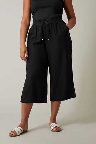 EVANS Women's Avenue Plus Size Wide Leg Crop Pant, Black, 164