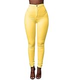  Jegging Femme Pantalon Skinny Taille Haute Slim Tregging Pantalons Stretch Femmes Legging Crayon Pantalon Leggings Jeggings Grande Taille Moutarde Treggings Fashion Casual Mode Jaune 3XL