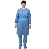 Disposable Isolation Gowns for Medical, Dental and Lab, Poly-Reinforced SMS Fabric, Level 3 Sterile, Latex-Free, Long Cuffed Sleeve, One Size, Blue - 1 Count