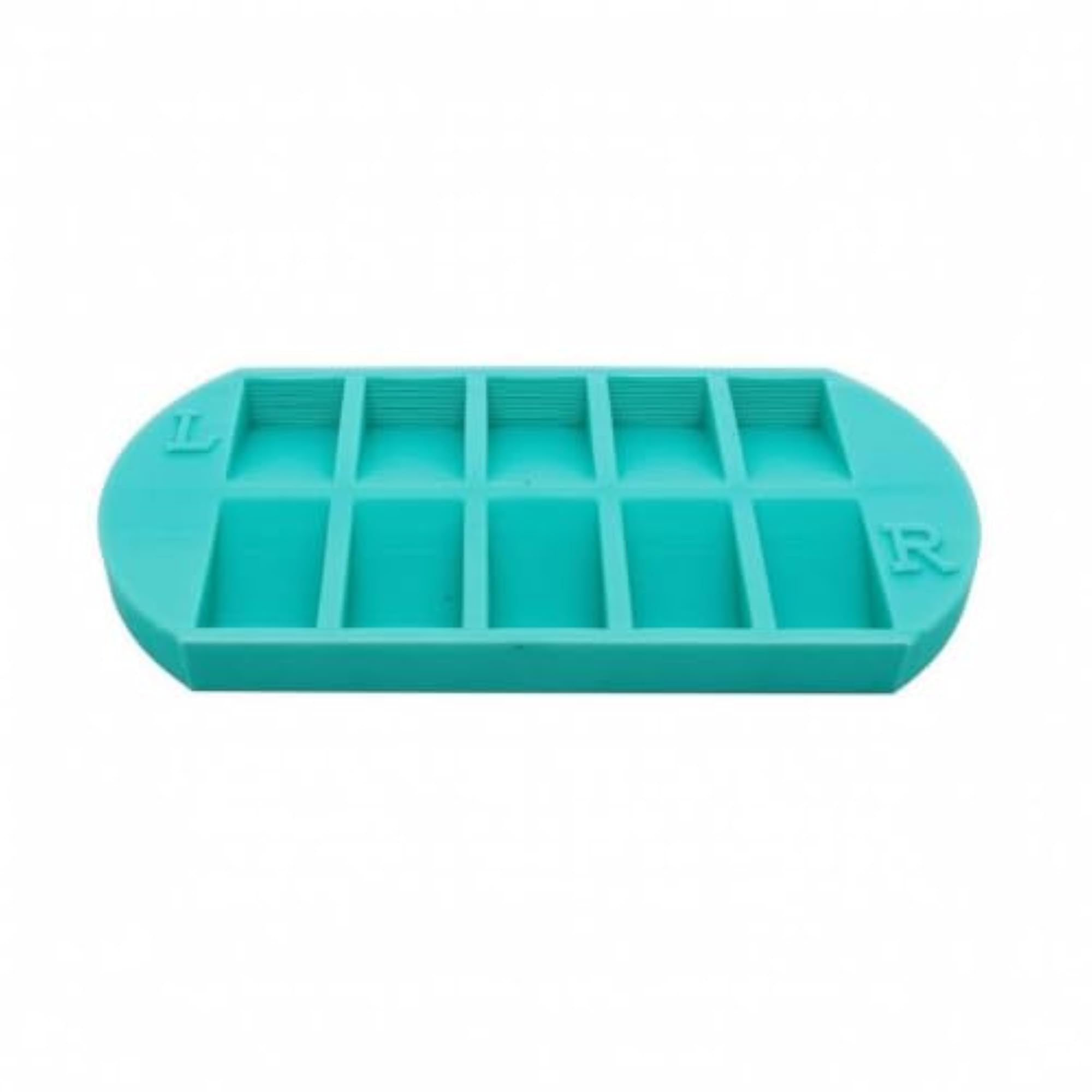 10-Compartment Nail Display Tray with Mint Green Markings