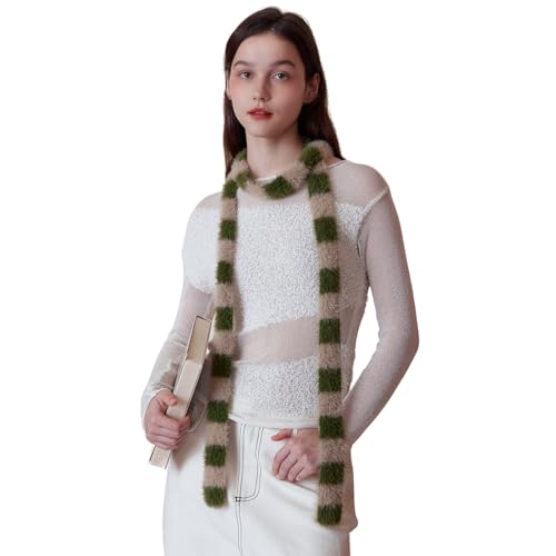 SUNDSGT Skinny Scarf Neckerchief Knit Striped Scarf for Women Fashion Cute Accessories Spring Fall Winter