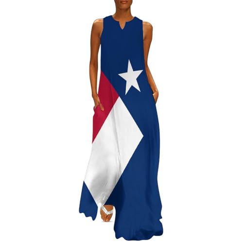 Haiti-American Flag Summer Women's Sleeveless Long Dress Simple Sleeveless Ankle Dresses