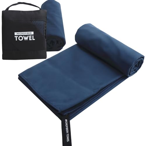 Quick Dry Towel Microfiber (80x40cm) Camping Towels Fast Drying Lightweight, Super Absorbent Travel Towel, Compact Gym Towel for Sports, Gym, Beach, Travel, Fitness, Pool, Backpacking (Navy Blue)