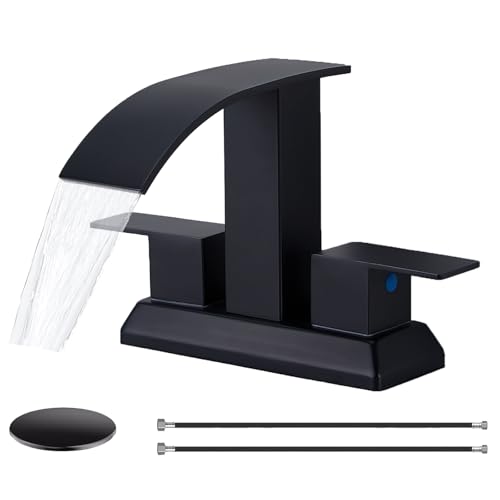 SHACO Black Bathroom Faucet, 4 Inch Centerset Bathroom Faucet 3