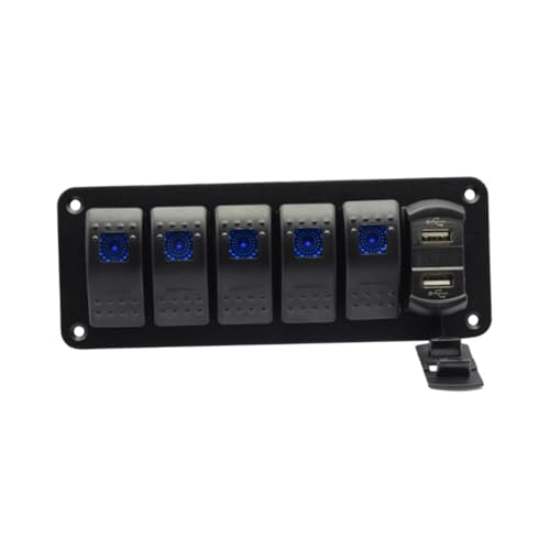 PartyKindom Automotive Panel 12v-24v Boat Switch Dual USB Ports Waterproof -time Voltage Display