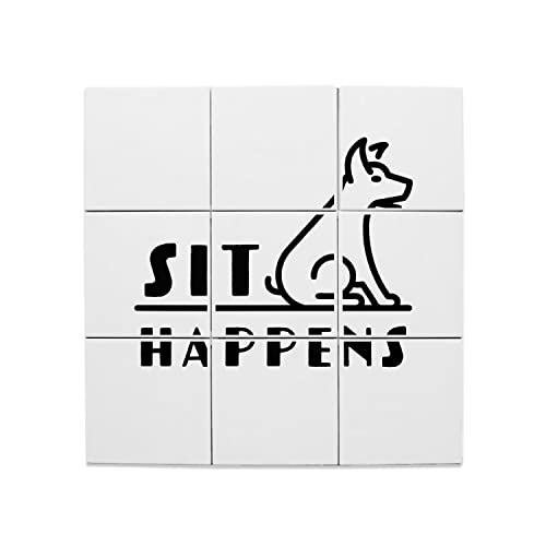 Carreaux Céramique Décoratif Sit Happens Chien 60x60 cm Lot de 9