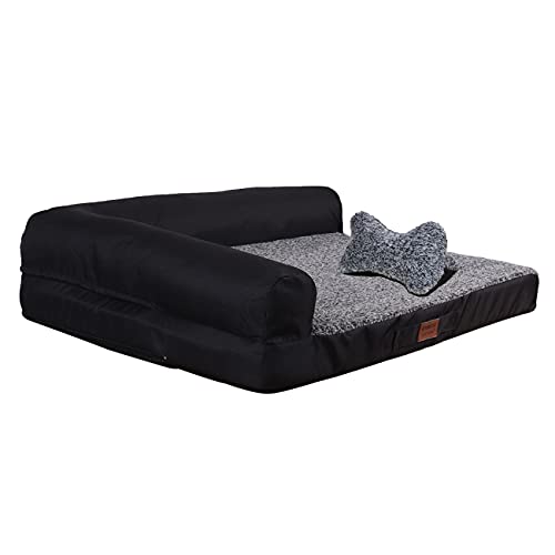 RAIKOU Matelas Orthopédique pour Chien - Mémoire de Forme, Confortable et Lavable - Lit Antidérapant pour Chien et Chat - Taille 120x90x10cm (Gris Mixte A)