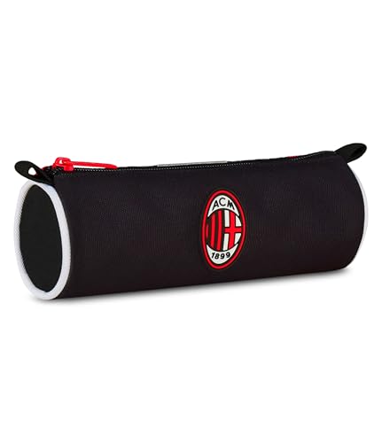 Seven Milan Portapenne, Nero, Astuccio Ovale Per Penne, Matite e Accessori, Scuola Media e Superiore, Ragazzo Calcio