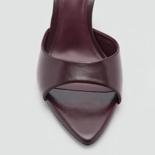 Image of YIYA Women's Open Pointed Peep Toe Mules Kitten Heels Stiletto High Heels Slide Sandals Summer Slip On Backless Dress Spring Summer Pumps Shoes