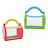 ERINGOGO 2個 昆虫飼育ケース 通気性メッシュケージ コンパクト 軽量プラスチック製 の屋外観察用 昆虫飼育箱 ランダムカラー ランダムカラー