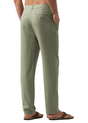 Image of Willit Men's Linen Pants Casual Lightweight Drawstring 29 inch 30 inch 32 inch